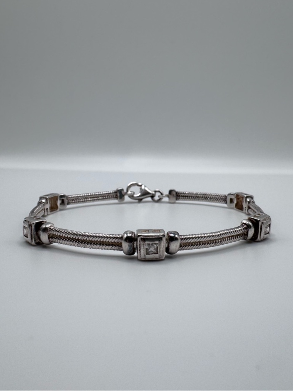 Sterling Silver 925 Gemstone Bracelet 7”